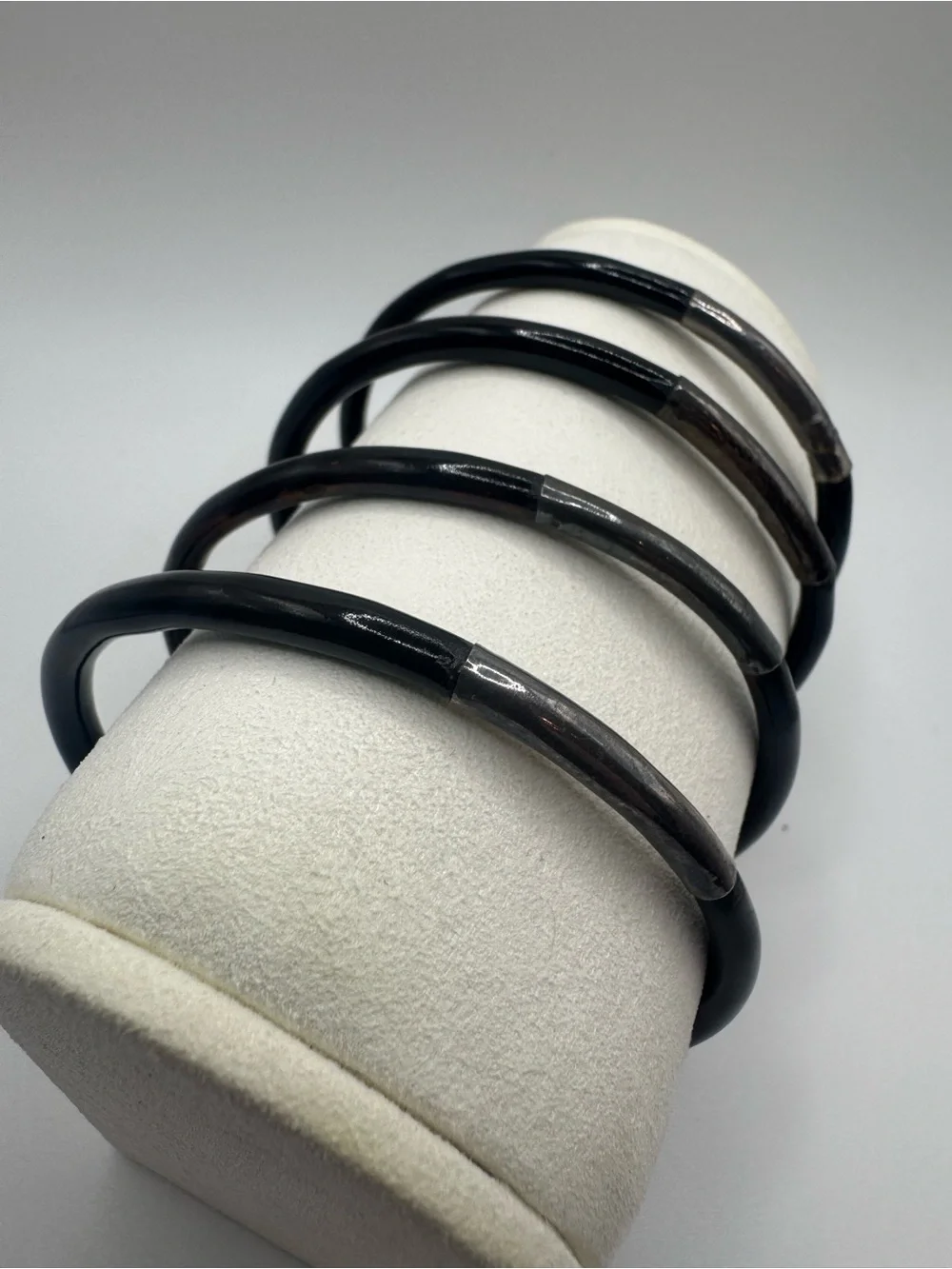 Vintage Mid-Century Black Coral Bangle Stack of 4